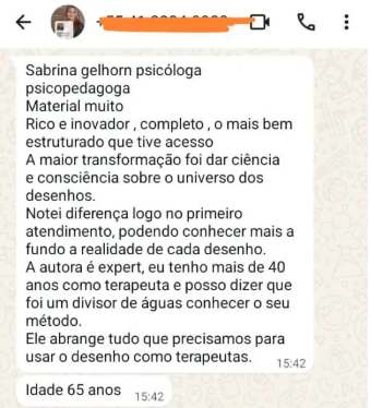 Depoimento de Sabrina Gelhorn, psicóloga e psicopedagoga, sobre o e-book Terapia pelo Desenho